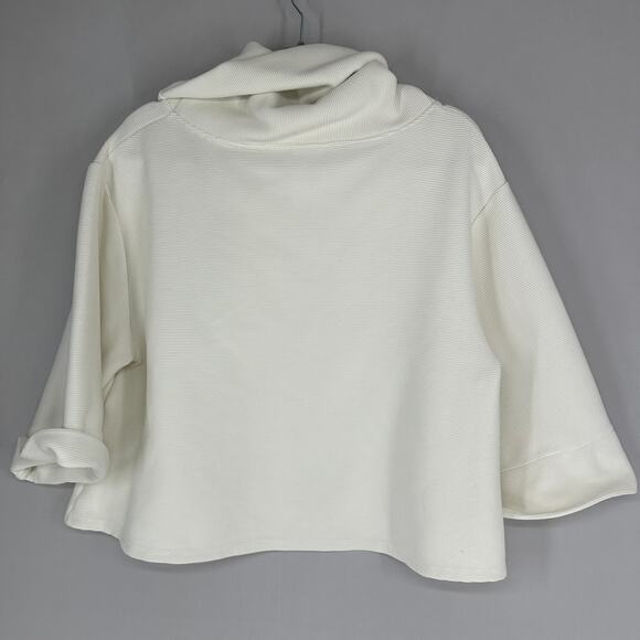 Varley Milwood Ribbed Cowl Pullover Women’s Size Large White Cropped Sweater - Picture 10 of 12